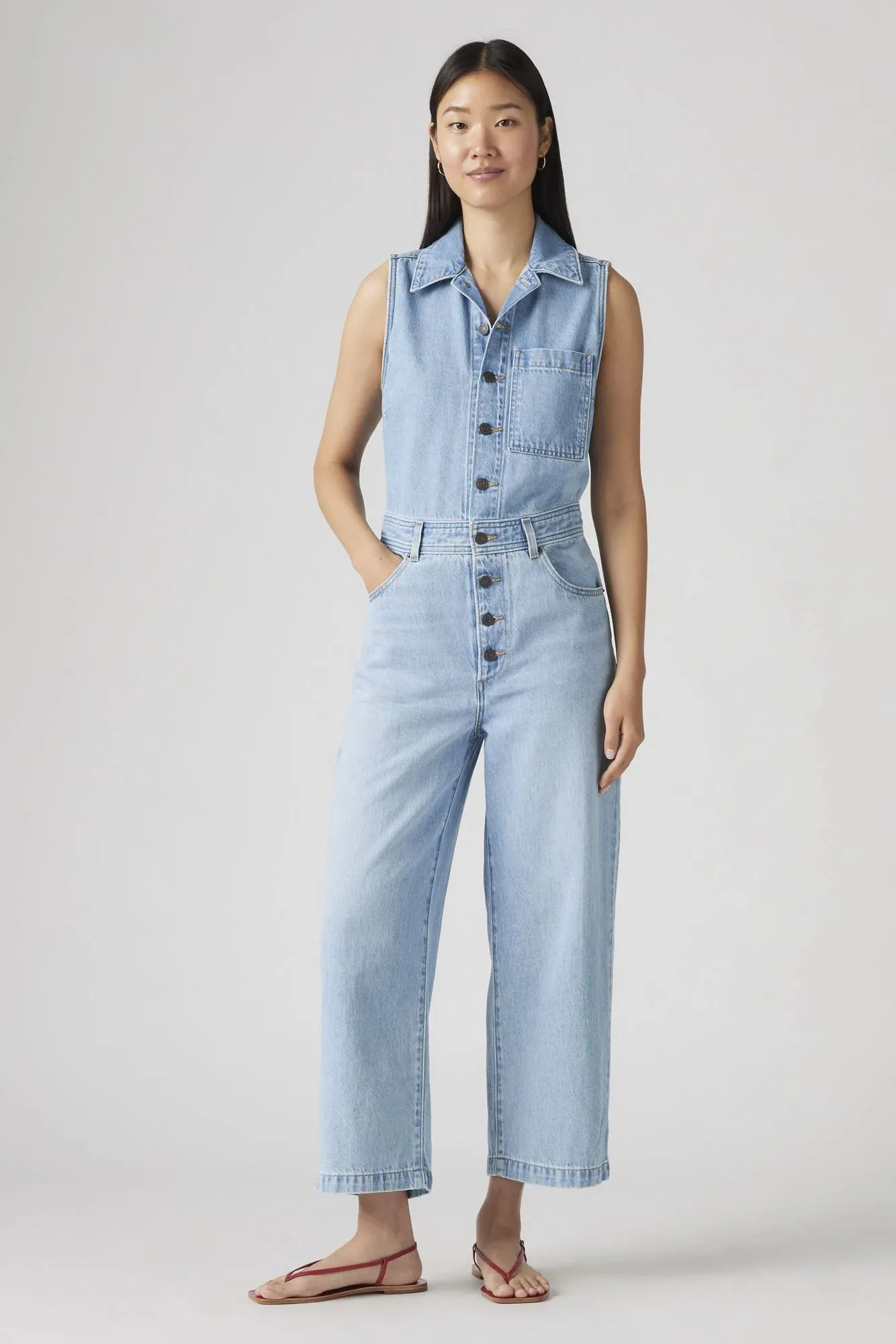 Sleeveless Denim Jumpsuit