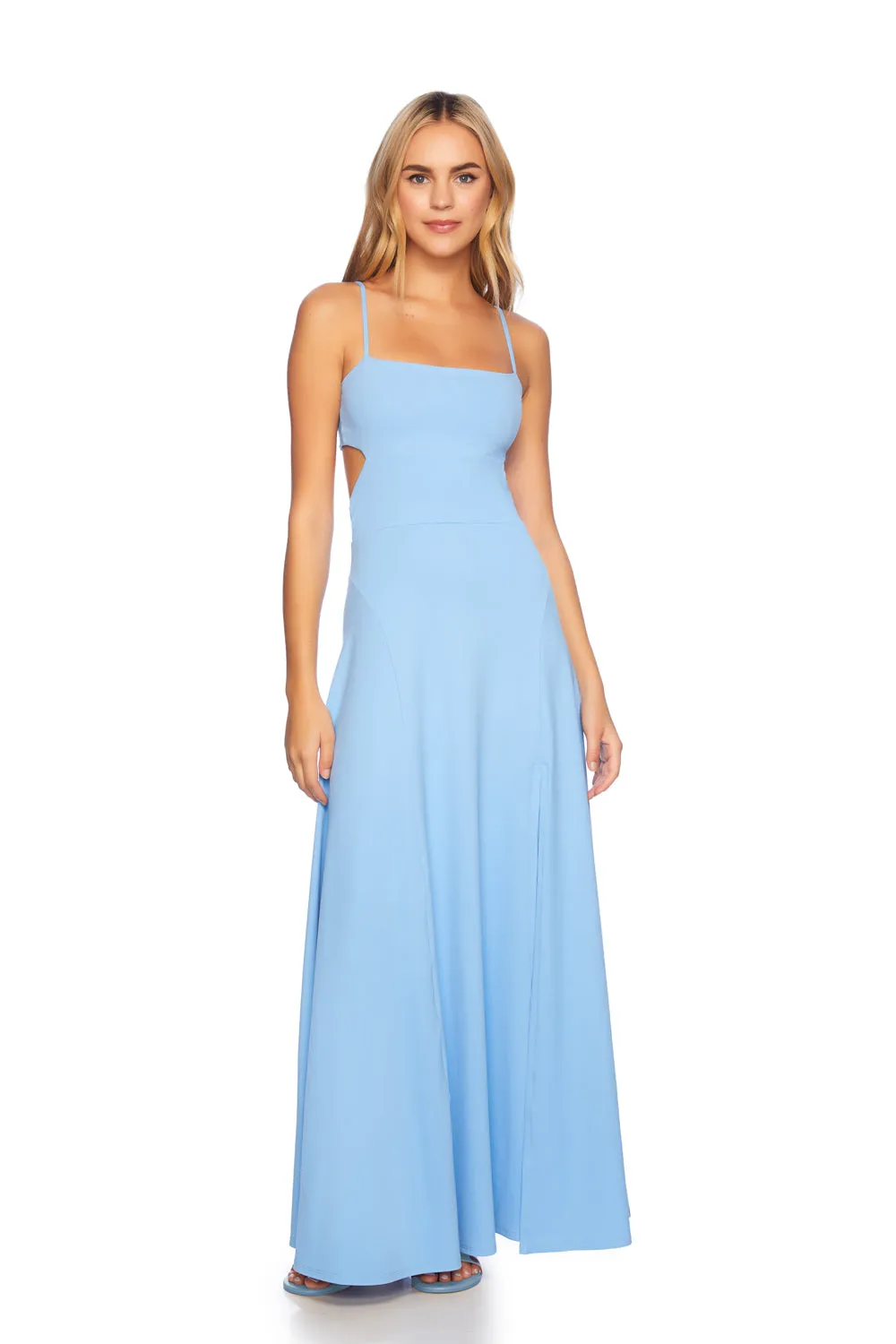 string cut out long slit dress