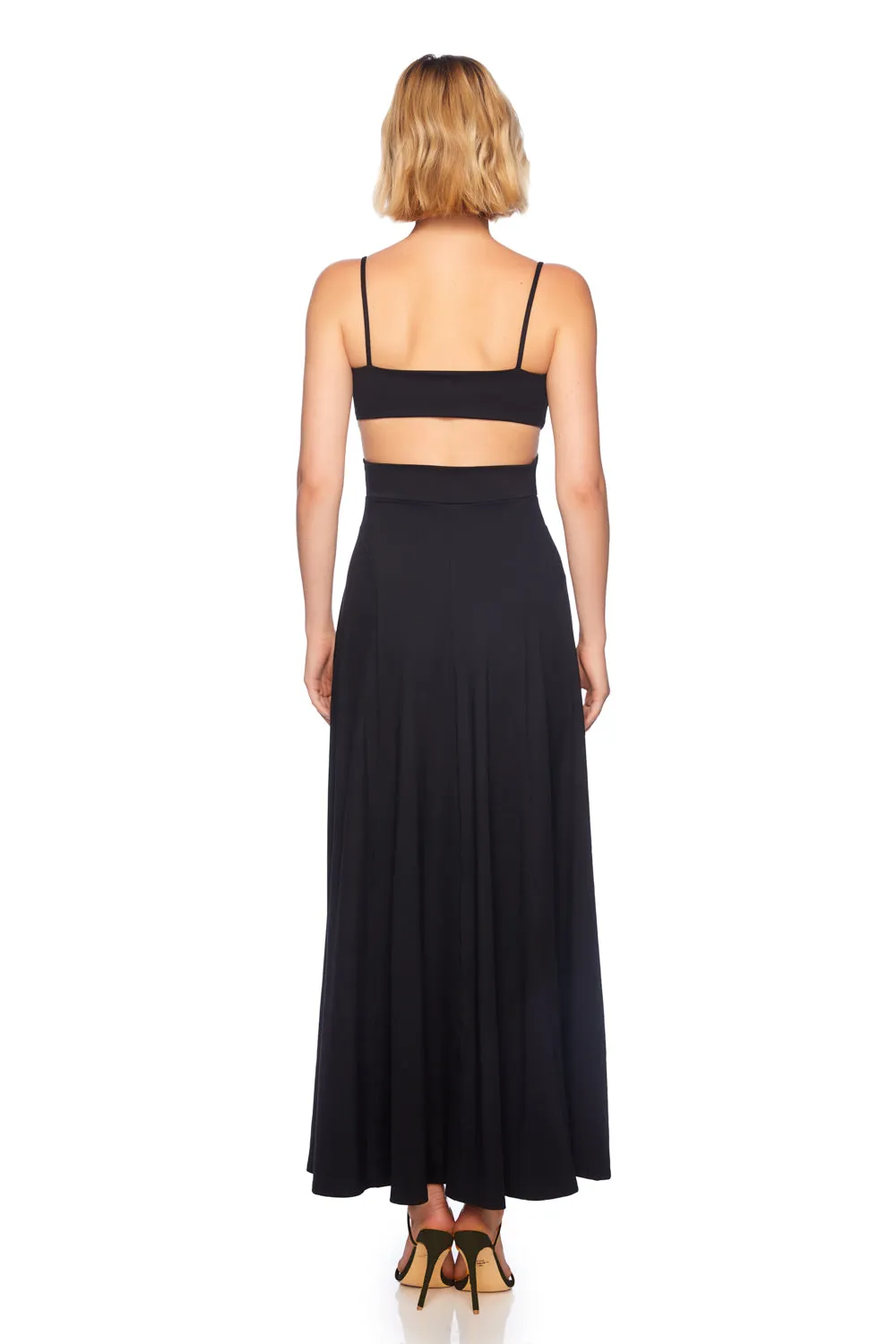 string cut out long slit dress