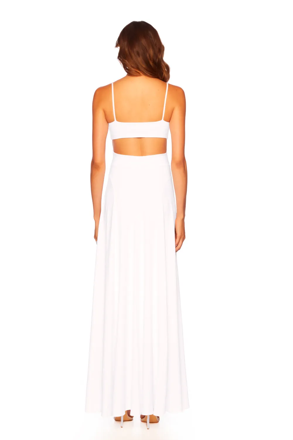 string cut out long slit dress