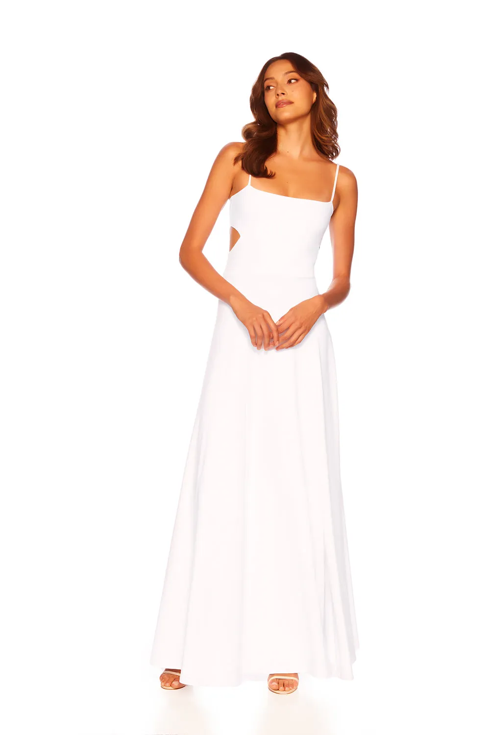 string cut out long slit dress