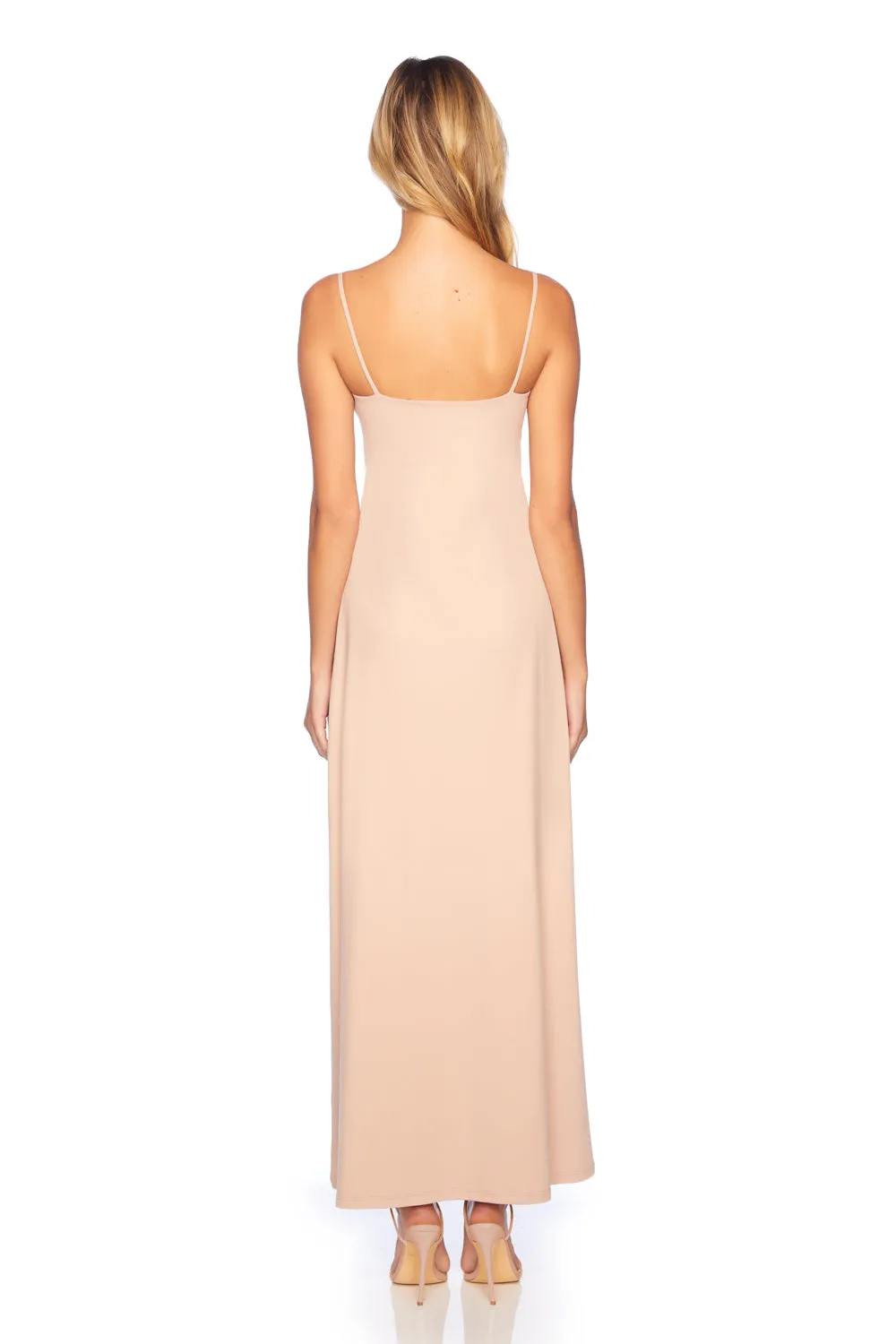 string flare slit maxi dress