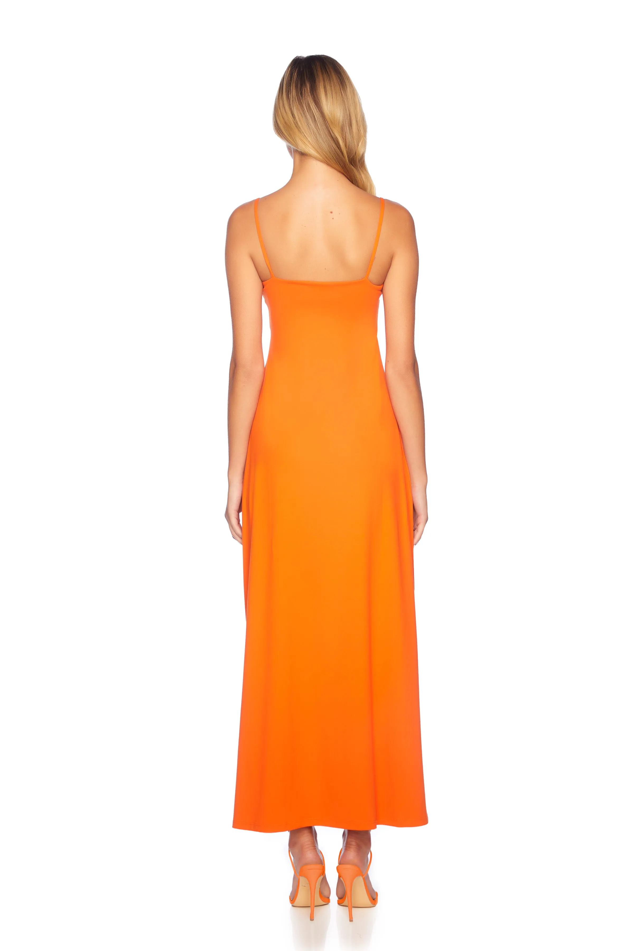 string flare slit maxi dress