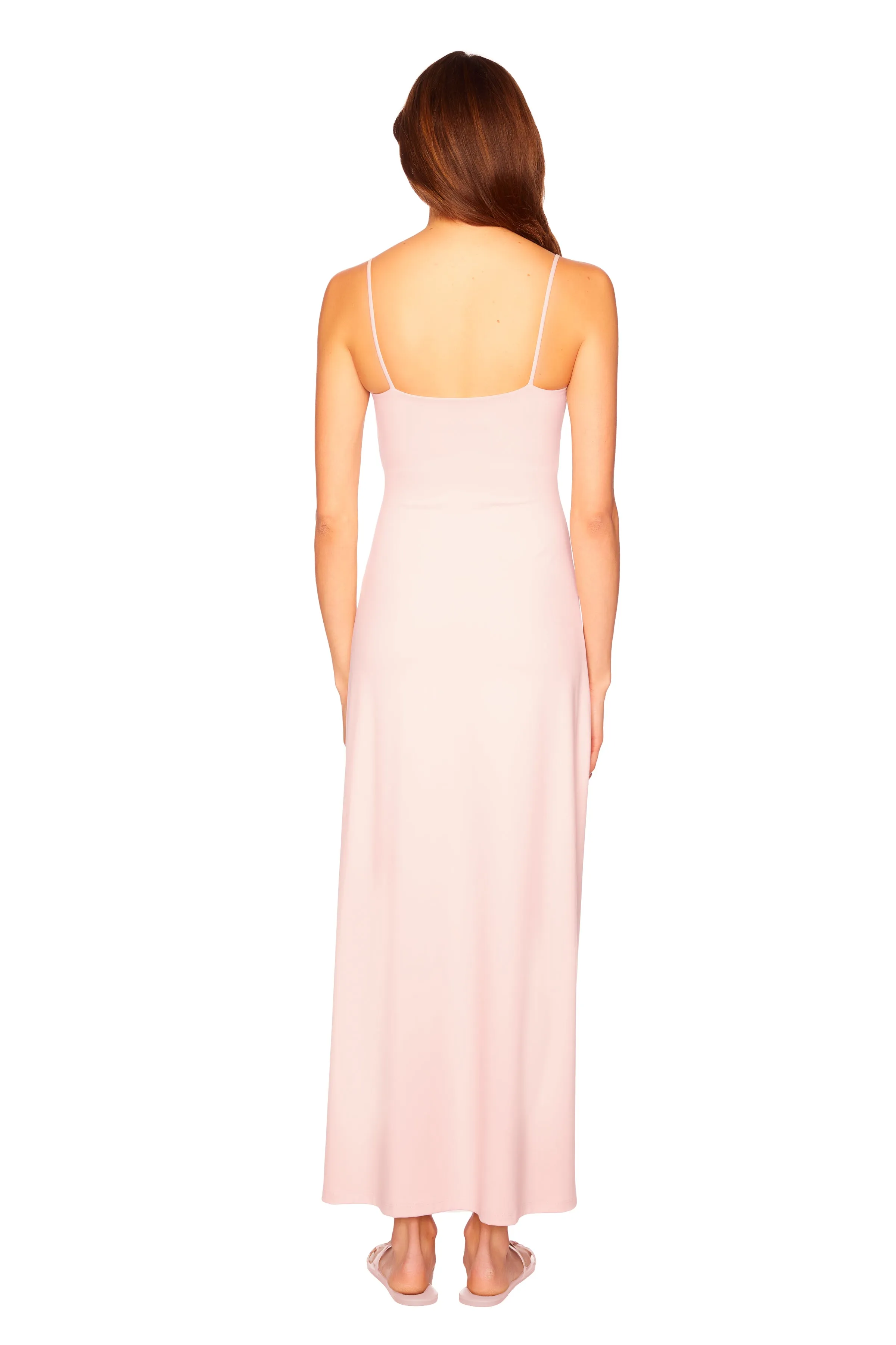 string flare slit maxi dress