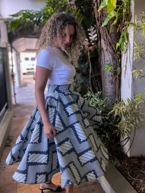 Stripe and Denim Midi Skirt by Battaglia