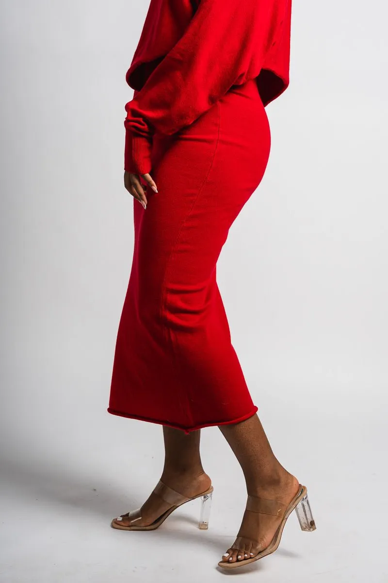 Sweater midi skirt red
