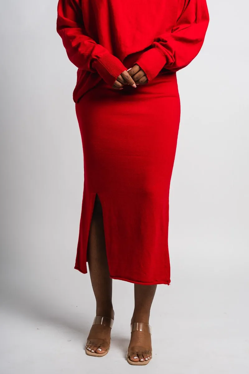 Sweater midi skirt red