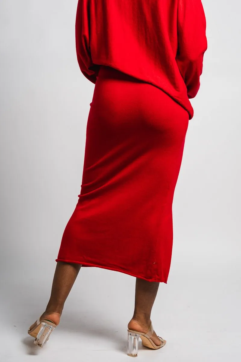 Sweater midi skirt red