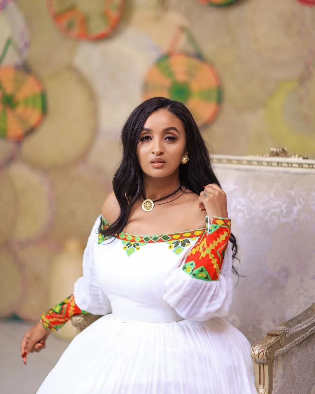 Vibrant Modern Habesha Dress: Off Shoulder Daring Traditional Ethiopian Dress Ideal for Any Occasions Habesha Kemis