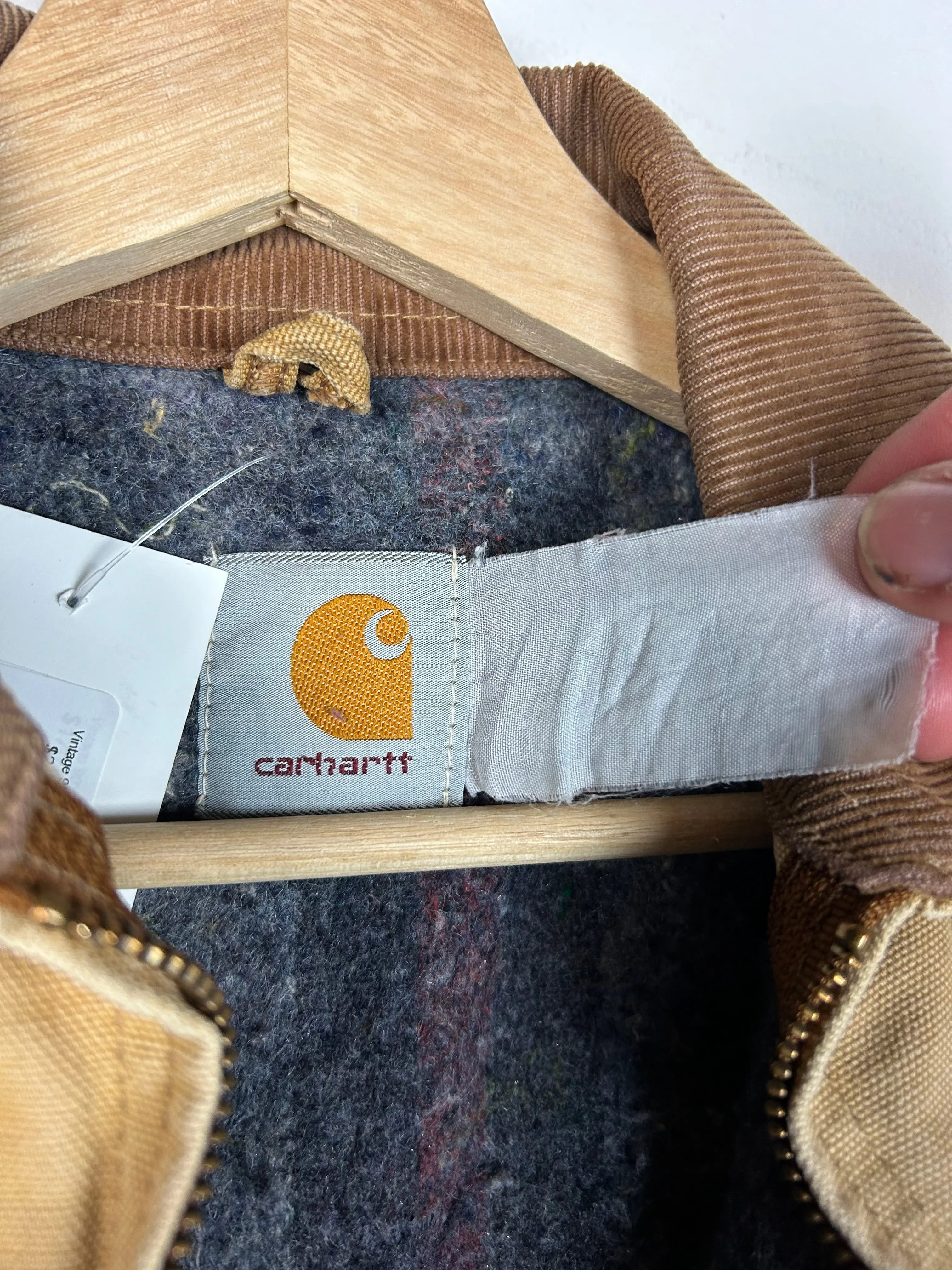 Vintage 90's Carhartt Faded Beige Detroit Cropped Jacket