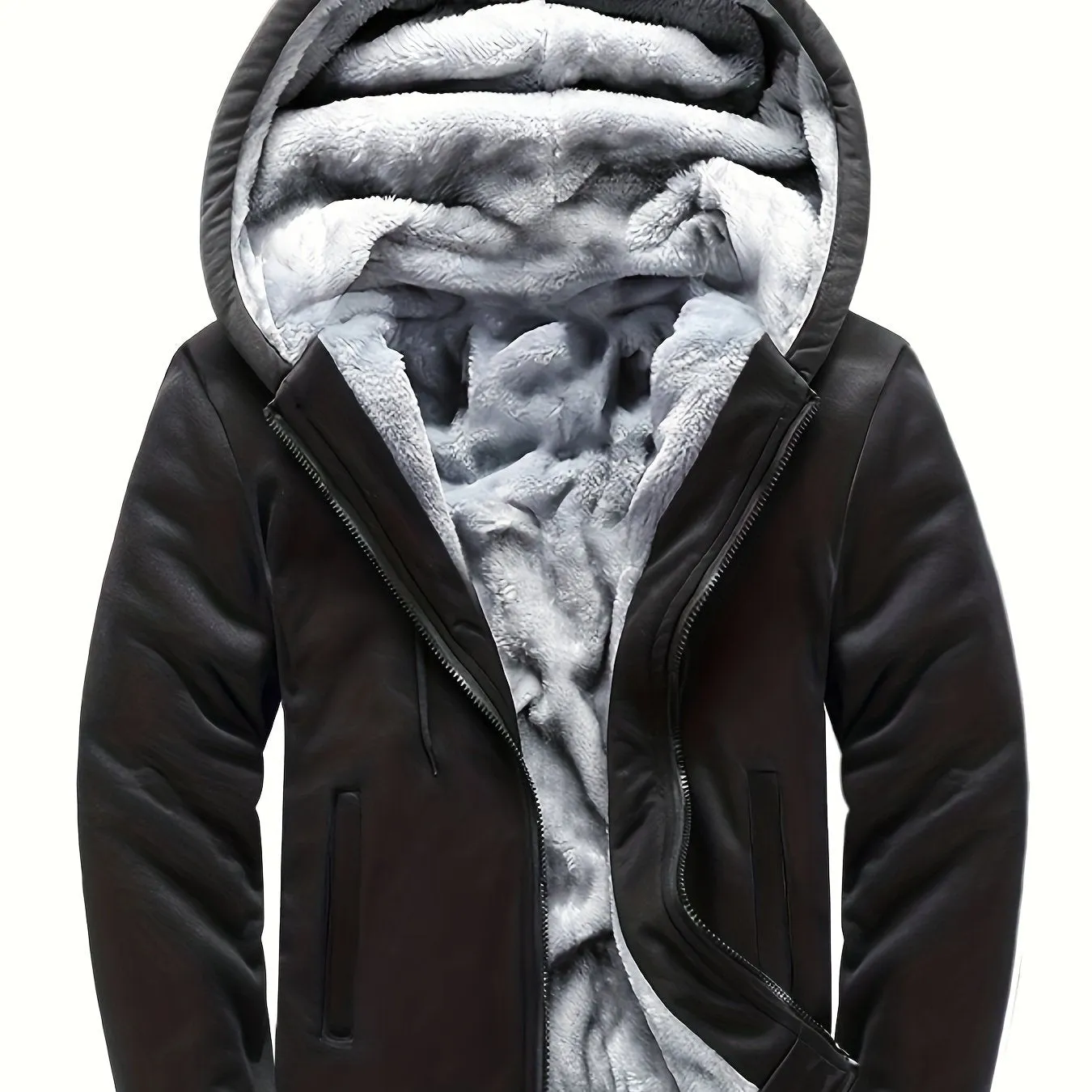 WarmthMax Fleece Hooded Jacket - Soft, Breathable, Water-Resistant, and Insulating - Perfect for Casual Fall and Winter Outdoor Activities, Color Block Design, Coat Style
