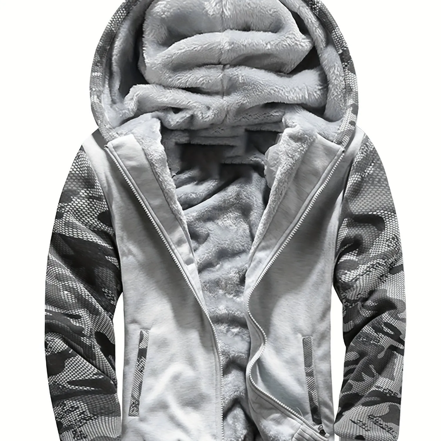 WarmthMax Fleece Hooded Jacket - Soft, Breathable, Water-Resistant, and Insulating - Perfect for Casual Fall and Winter Outdoor Activities, Color Block Design, Coat Style