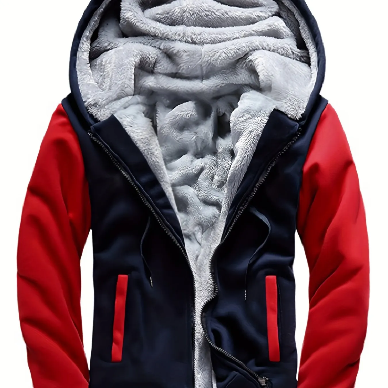 WarmthMax Fleece Hooded Jacket - Soft, Breathable, Water-Resistant, and Insulating - Perfect for Casual Fall and Winter Outdoor Activities, Color Block Design, Coat Style