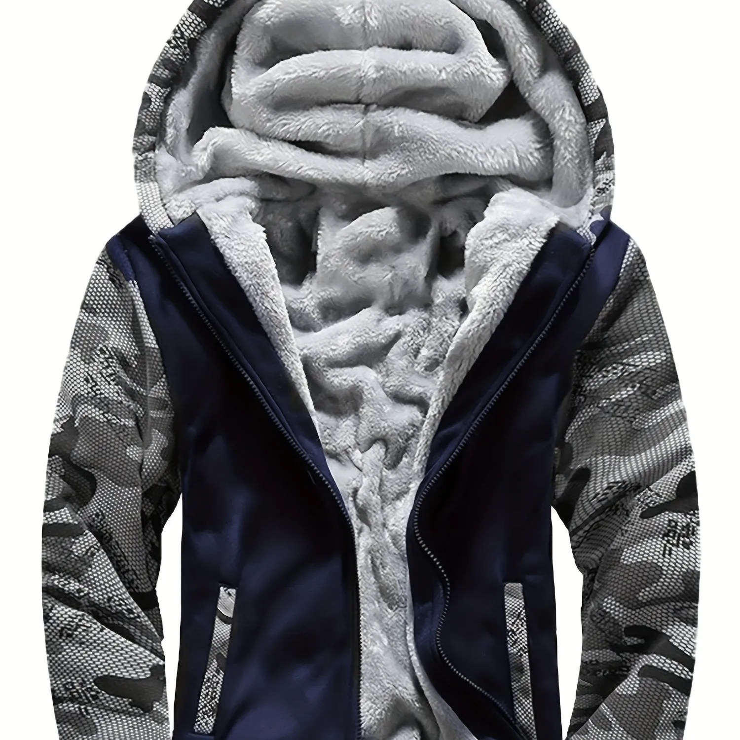 WarmthMax Fleece Hooded Jacket - Soft, Breathable, Water-Resistant, and Insulating - Perfect for Casual Fall and Winter Outdoor Activities, Color Block Design, Coat Style