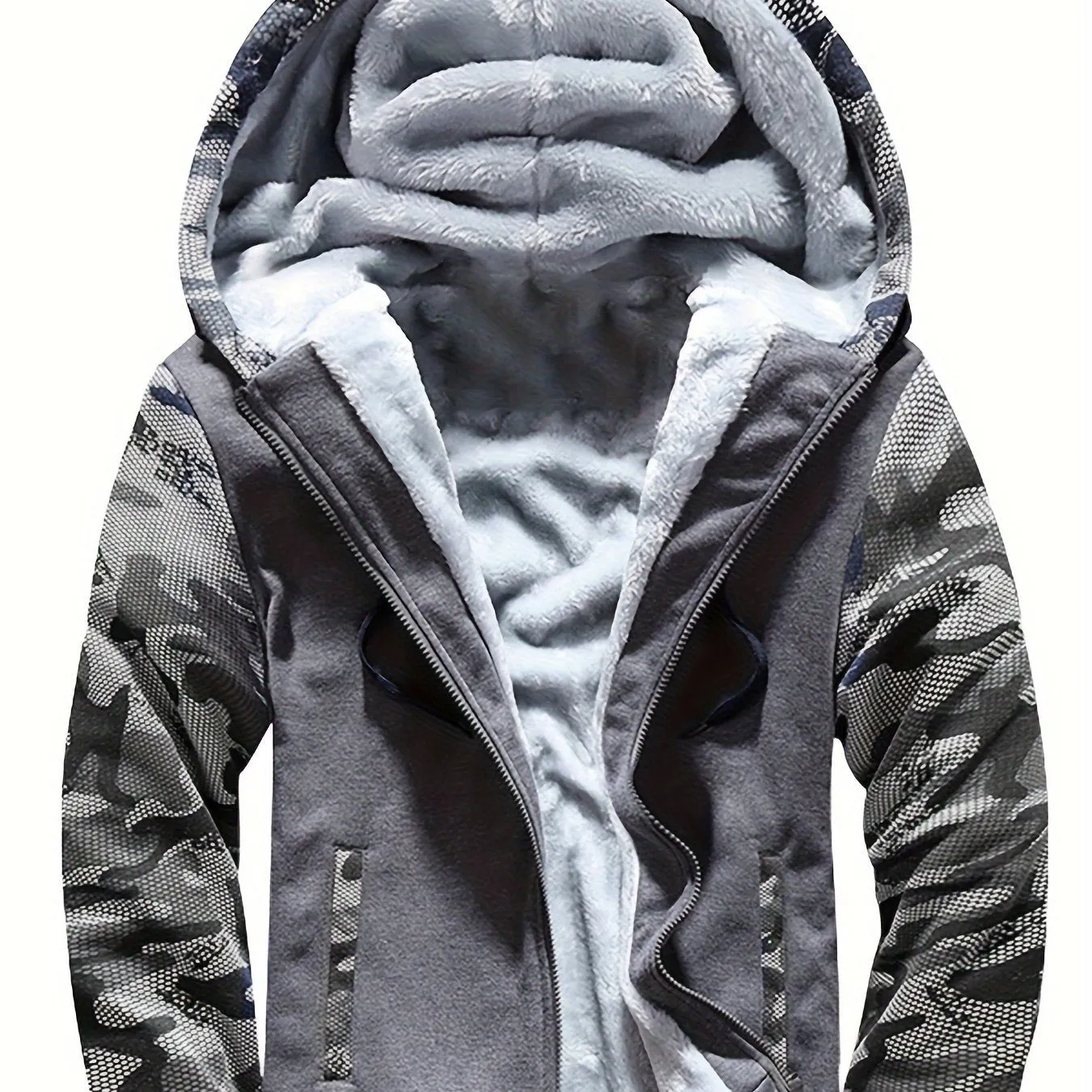 WarmthMax Fleece Hooded Jacket - Soft, Breathable, Water-Resistant, and Insulating - Perfect for Casual Fall and Winter Outdoor Activities, Color Block Design, Coat Style
