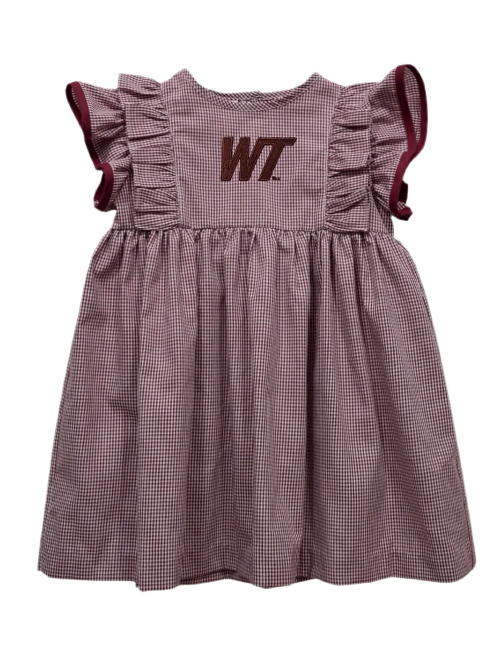 West Texas A&M Buffaloes Embroidered Maroon Ruffle Dress