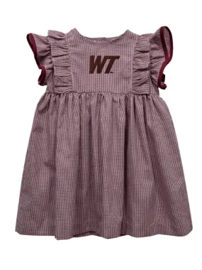 West Texas A&M Buffaloes Embroidered Maroon Ruffle Dress