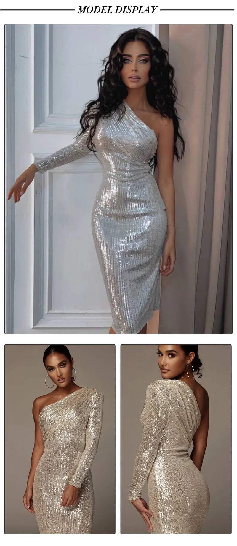 Wjczt Free Shipping Sexy One Shoulder Dress Sparkle Glitzy Sequins Dress Mesh Patchwork Celebrity Christmas Party Vestidos