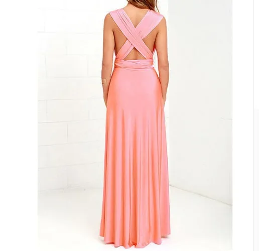 Women’s Convertible Bandage Boho Maxi Dress - FashionZapp