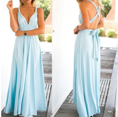 Women’s Convertible Bandage Boho Maxi Dress - FashionZapp