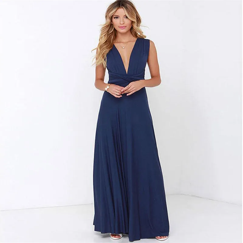 Women’s Convertible Bandage Boho Maxi Dress - FashionZapp