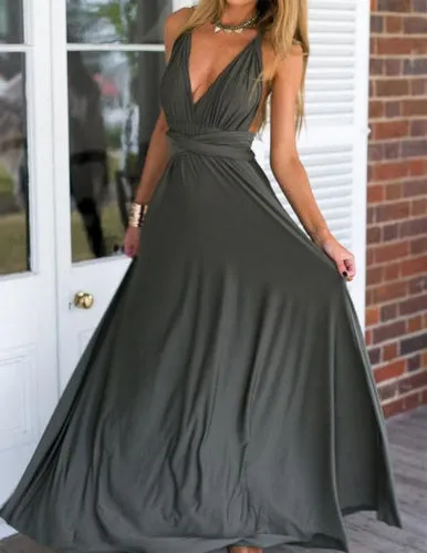 Women’s Convertible Bandage Boho Maxi Dress - FashionZapp