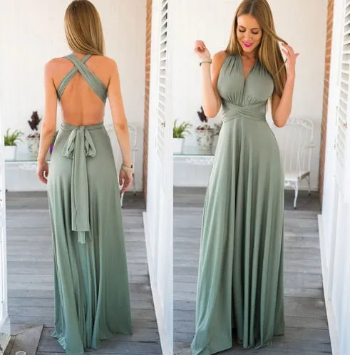 Women’s Convertible Bandage Boho Maxi Dress - FashionZapp