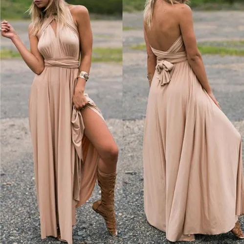 Women’s Convertible Bandage Boho Maxi Dress - FashionZapp