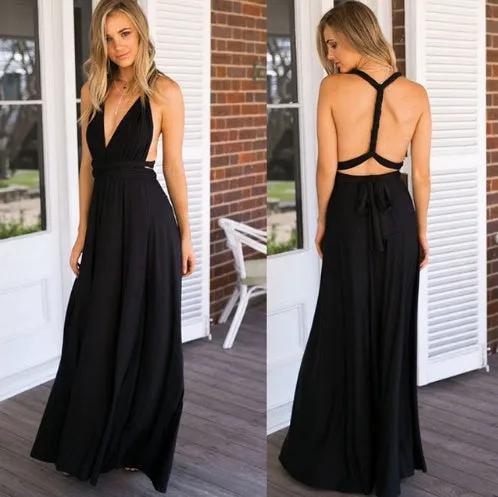 Women’s Convertible Bandage Boho Maxi Dress - FashionZapp