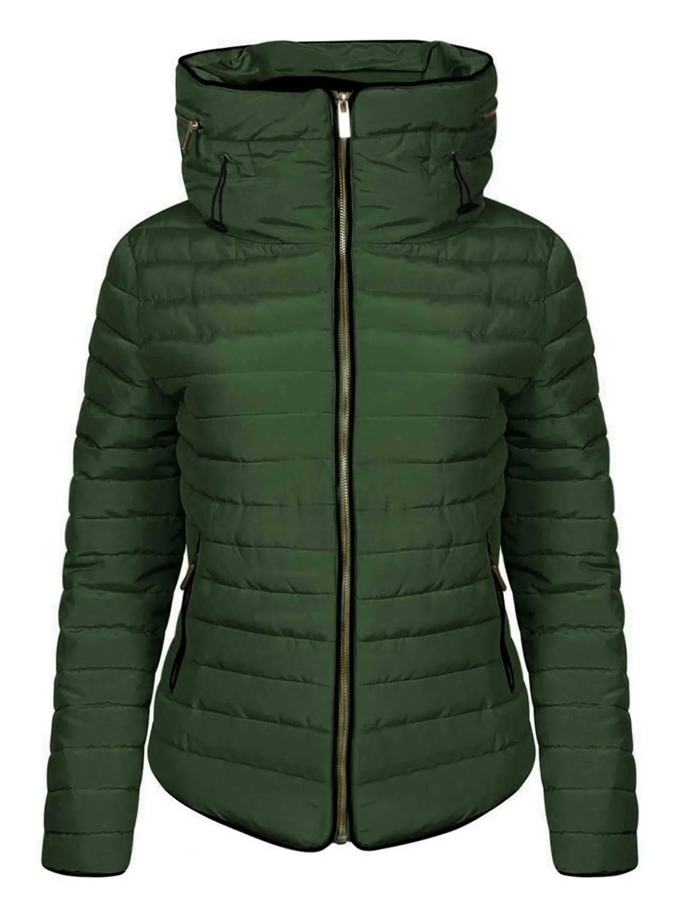 Women's Quilted Padded Puffer Jacket Ladies Bubble  Hoody Coat
