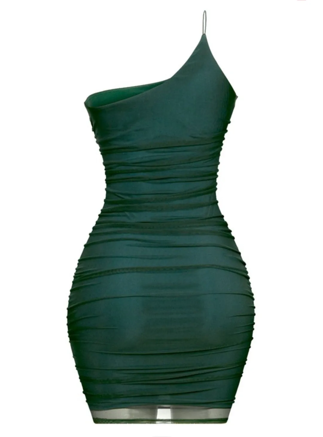 Women's Spaghetti  Strap One Shoulder Mesh Mini Dress