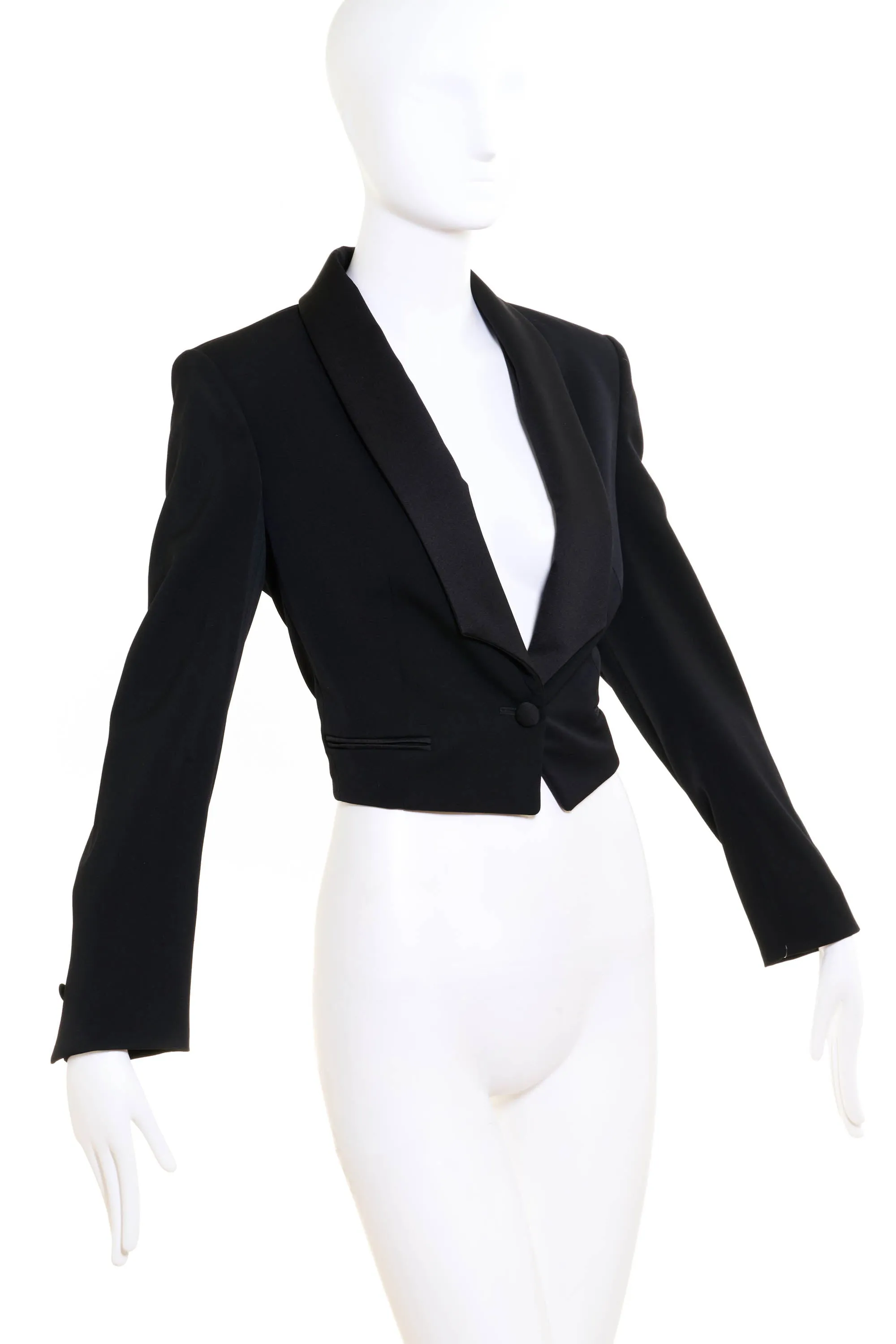 Yves Saint Laurent by Tom Ford Cropped Tuxedo Jacket 1980's
