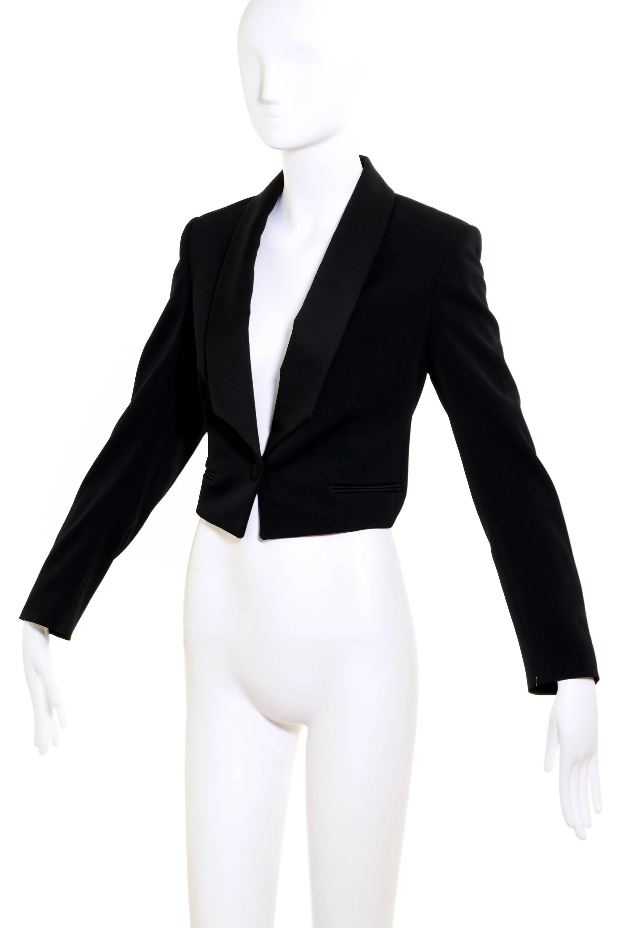 Yves Saint Laurent by Tom Ford Cropped Tuxedo Jacket 1980's