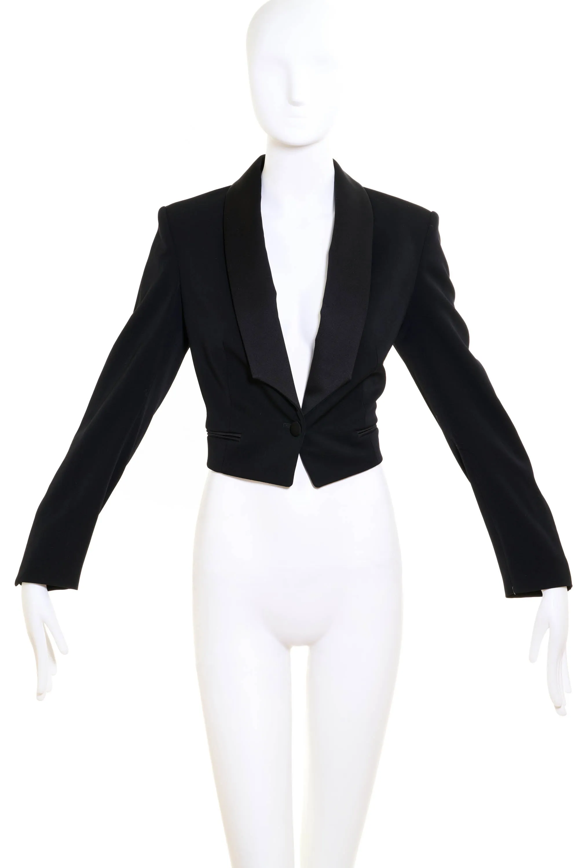 Yves Saint Laurent by Tom Ford Cropped Tuxedo Jacket 1980's