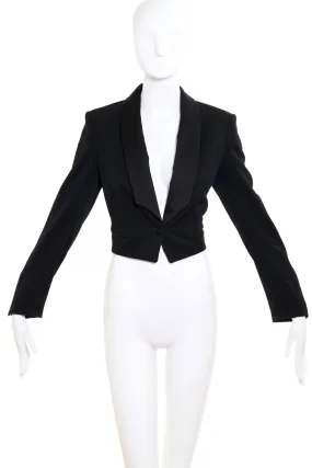 Yves Saint Laurent by Tom Ford Cropped Tuxedo Jacket 1980's